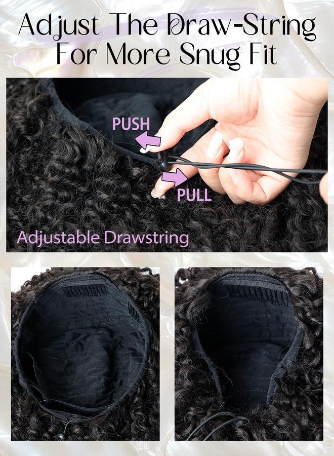 NOSTALGIA Half Wig Kinky Curly Flexi-Fit Invisi 3 in 1 Wigs Flip Drawstring Wig Glueless Synthetic With Natural Density Ready to Go Headband Wig for Women 16Inches(Black Mix Dark Brown 1B/33) - Image 5